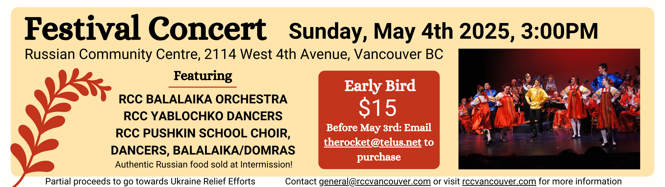 Festival Concert Sunday May 4th, 3:00pm